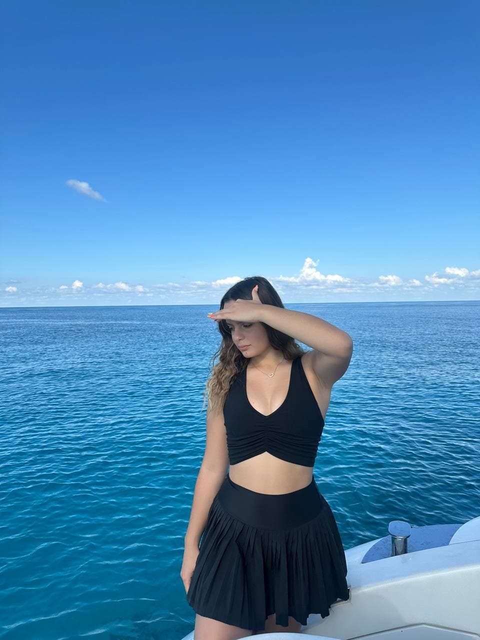 Cecelia on a yacht in Miami